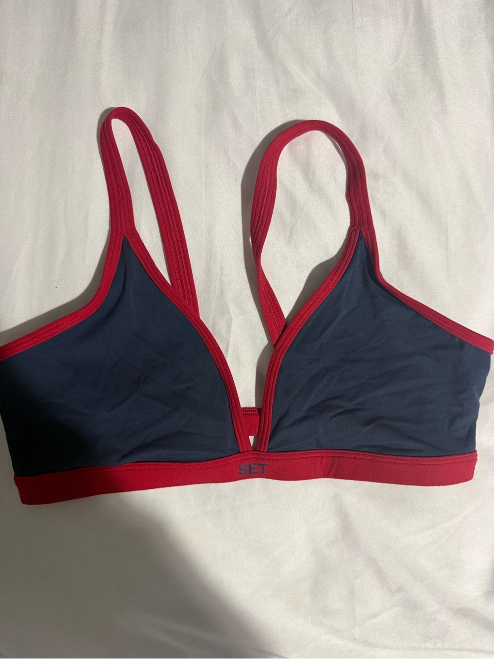 Navy and Red Wireless SET active Bralette -